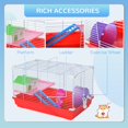 thumbnail image 6 of Red 2-Story Hamster Cage with Exercise Wheel and Water Bottle, Small Pet Habitat for Gerbils and Mice, Metal and Plastic Construction, 6 of 7