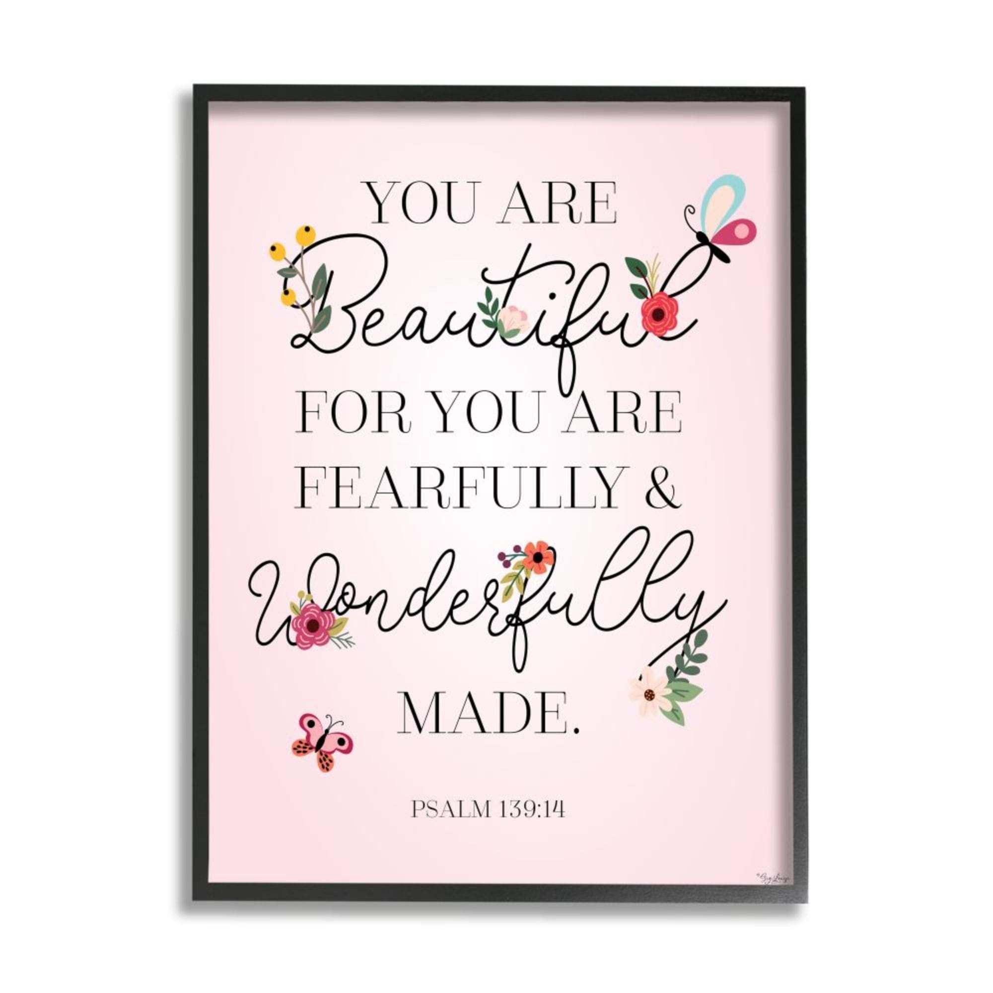 Stupell Industries Wonderfully Made Faith Based Psalm Floral Pink Design by Gigi Louise