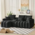 thumbnail image 2 of Miekor Furniture 91.7" Premium Teddy fabric Sofa, Modern Sectional Cloud Sofa with Console,USB charger,Cup Holder Storable Indoor Funiture for Living Room,Apartment, Black MK9621, 2 of 12