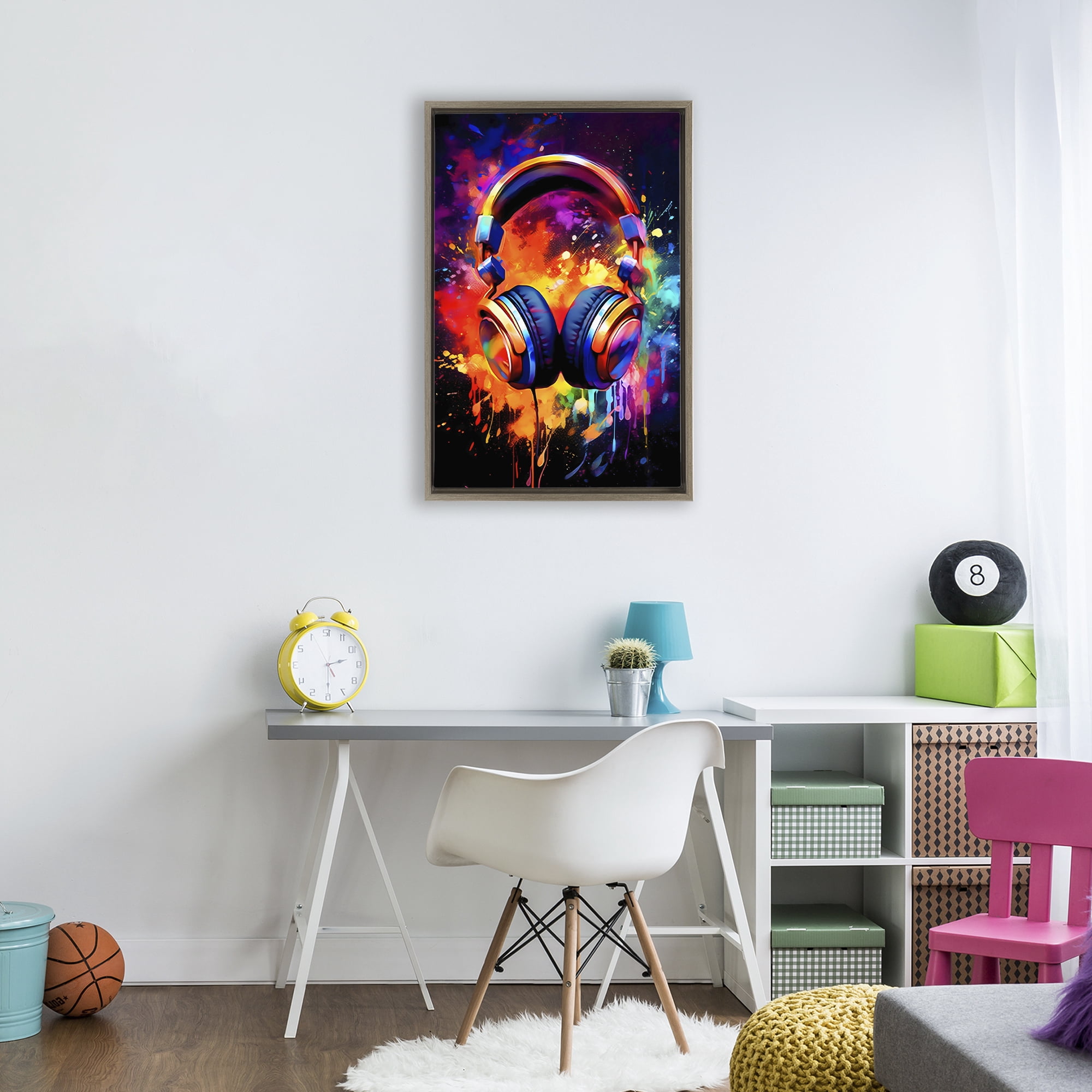 Stupell Industries Musical Color Pop Splash Brown Framed Floater Canvas Wall Art, design by Creative Studio