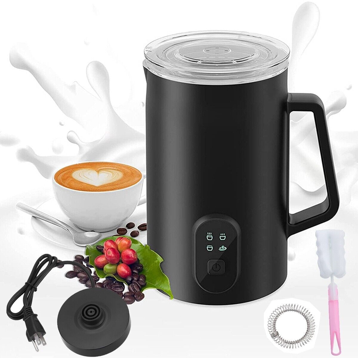 Electric Milk Frother, Hot and Cold Frothing, Heating Milk, Heating
