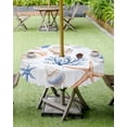 thumbnail image 4 of Fsddascl Coastal Ocean Outdoor Tablecloth - 60 Inch Round Dining Table Cover, Ombre Coral Starfish Shell Blue Beach Waterproof Outdoor Table Cloth with Umbrella Hole & Zipper for Picnic/Patio/Party, 4 of 7