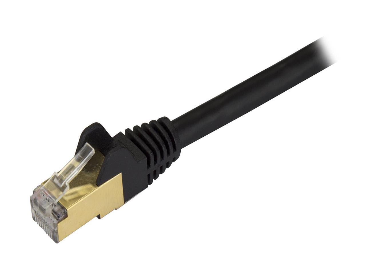 StarTech 12ft CAT6a Ethernet Cable - 10 Gigabit Shielded Snagless RJ45 100W PoE Patch Cord - 10GbE STP Network Cable with Strain Relief - Black - UL, TIA (C6ASPAT12BK)