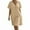 Beige, variant on ZQUUVOU Women's Dress Solid Color V-Neck Short Sleeve Button Down Loose Knee-Length Summer Dress Olive Green,S