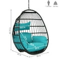 thumbnail image 3 of Sunnydaze Dalia Resin Wicker Egg Hanging Chair with Cushions, Teal, 3 of 8