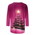 thumbnail image 4 of Fashion Fall Saving LiMoi Women's Three Quarter Sleeve Xmas Top 3/4 Sleeve Round Neck Shirt with Holiday Tree Tees Tshirts Blouse My Order My Items, 4 of 5