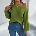 thumbnail image 2 of Bibifish Womens Sweaters Trendy Openwork Off The Shoulder Sweaters Batwing Long Sleeve Going Out Autumn Spring Pullover Knit Tops, 2 of 7
