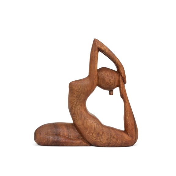 G6 Collection 8" Wooden Handmade Mini Yoga Figurines, Yoga Pose Statue, Yoga Room Studio Decor, Mindful Home Decor Yogi Gift, Decorative Shelf Decor Objects, Zen Inspired - One-Legged King Pigeon
