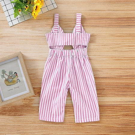 

DAETIROS Versatile Comfy Cute Casual Fashion Stripe Bow Elastic Girls Trousers Pink