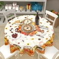 thumbnail image 5 of Fall Tablecloth Round 60 Inch Buffalo Plaid Autumn Harvest Pumpkin Tablecloths Thanksgiving Maple Leaves Decoration Outdoor Table Cloth for Dining Kitchen Holiday Party Picnic Home Decor, 5 of 6