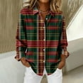 thumbnail image 3 of HAiming Plaid Shirt for Women Lapel Collar Button down Roll up Long Sleeve Soft Casual Tendy Tops, 3 of 8