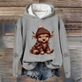 thumbnail image 2 of Cow Flannel Hoodie Western Print Pullover Cozy Sweatshirt for Holiday Festive Outfit, 2 of 3