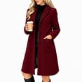 thumbnail image 4 of Afelkas Women Winter Wool Coat Single Breasted Notched Lapel Knee Length Midi A-Line Peacoat with Pockets, 4 of 5