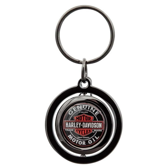 Harley-Davidson Vintage Genuine Motor Oil Logo Spinner Key Chain - Black, Harley Davidson