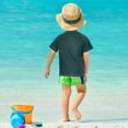 thumbnail image 4 of FORMRS Boys Rash Guard Short Sleeves Swim Shirt Quick Dry UPF 50+ Sun Protection, Sizes 3-12T, Flamingo Leaves Pattern, 4 of 6