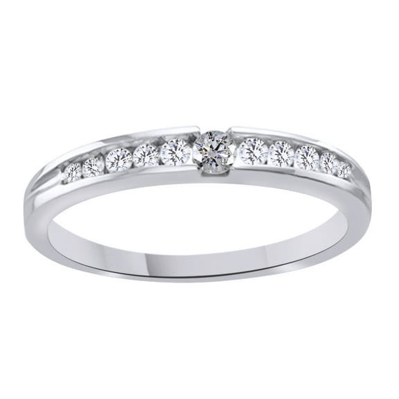 AFFY White Natural Diamond Anniversary Ring In 14k White Gold (0.5 Cttw)