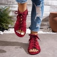 thumbnail image 5 of KIJBLAE Women's Lace-Up Gladiator Sandals, Open Toe Cutout Ankle-Tie Shoes, Plus Size Edgy Comfort Footwear for Casual Outings Wine 37, 5 of 8