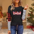 thumbnail image 2 of Womens Valentines Shirt Love Heart Graphic Tops Tricolor Stitching Long Sleeve Round Neck Loose Trendy Outfits, 2 of 5