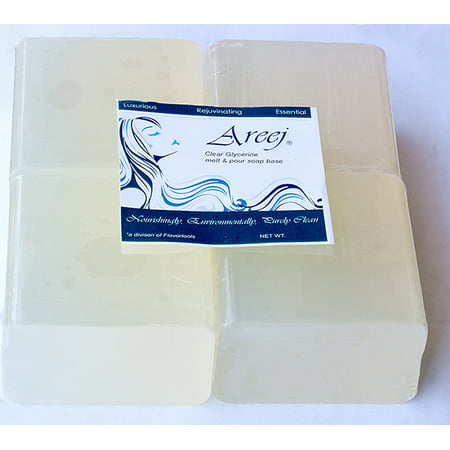 Areej 1 LB Clear Glycerin Melt and Pour Soap Base (Best Packaging For Melt And Pour Soap)