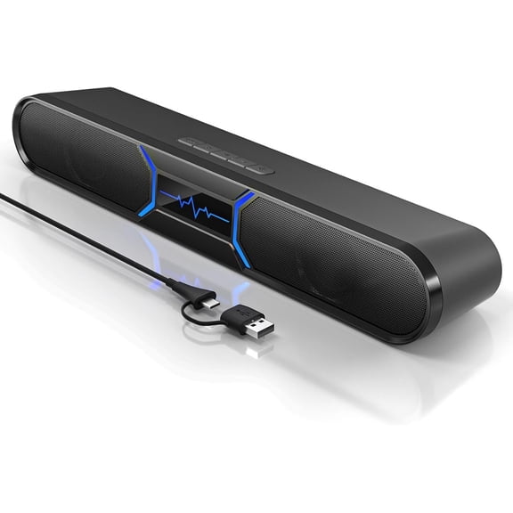 Desktop Speakers 10W Stereo Soundbar with USB Audio &