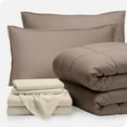 thumbnail image 1 of Bare Home 7-Piece Bed-in-a-Bag - Queen, Taupe with Sand Sheet Set, 1 of 7