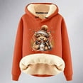 thumbnail image 4 of Women Christmas Outfit Festive Ladies' Cow Print Hooded Jacket Cozy Winter Pullover Outerwear Top Orange 3XL, 4 of 5