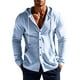 thumbnail image 1 of pstuiky Camisas casuales de manga larga para hombre, Camisas de manga larga con capucha y botones lisos y bolsillos informales de lino a la moda para hombre salir tops xl, 1 of 9