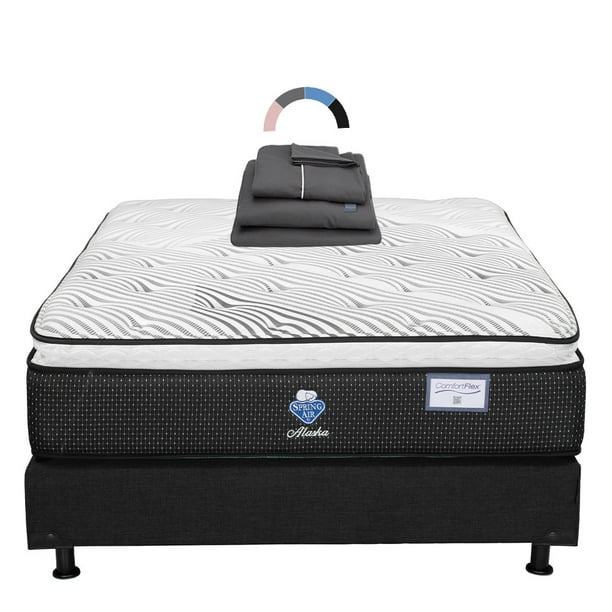 Colchon Queen Size Alaska+Box Base Cama+Sabanas Royal