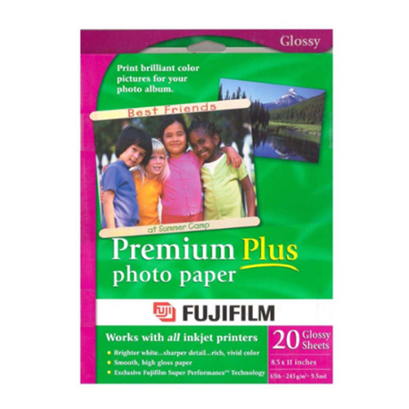 FUJI Premium Plus Paper 8.5 x 11 Inches, 6 Pack of 20 Sheets -NR 441048-120PK
