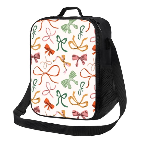 Rateoe Colorful Bow Knots Lunch Bag Reusable Lunch Box with Shoulder Straps for Men Women Insulated Portable Lunchbox for adults Suitable for School Work Picnic