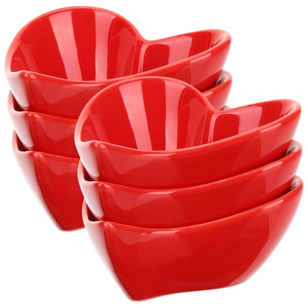 6 piezas Plato en forma de corazón Cuenco para servir Plato rojo Cuenco en forma de corazón Plato en forma de corazón Bandeja para bocadillos Cuenco en forma de corazón para banquetes