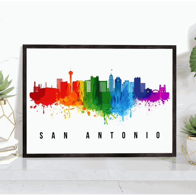 Pera Print San Antonio Skyline Texas Poster, San Antonio Cityscape
