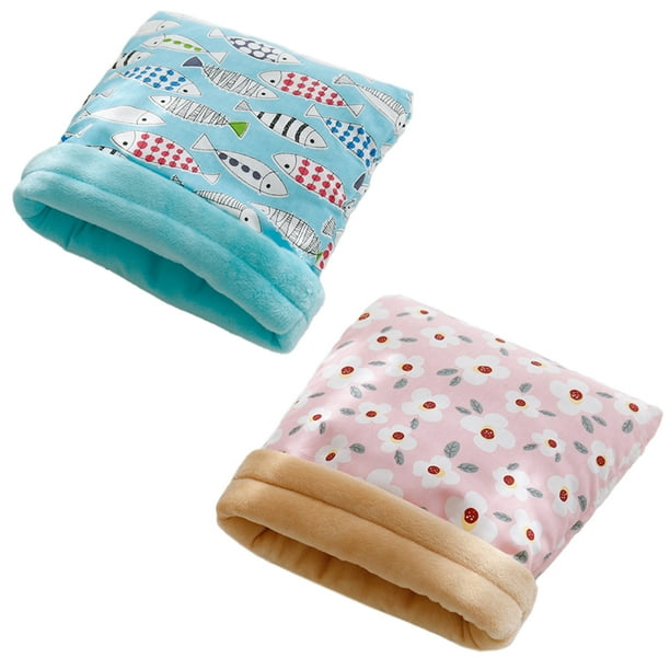2 paquetes de saco de dormir para hámster, nido para mascotas pequeño, felpa suave y cálida para invierno