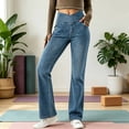 thumbnail image 2 of PBFRDSJ Women Crossover Waist Straight Leg Denim Jeans with Functional Pockets Suitable for Casual Daily Weekend Shopping Hang Out, 2 of 9