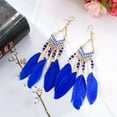 thumbnail image 6 of HOOUN Women's Feather Earrings Bohemian Ethnic Style Earhook Retro Ornament-Dark Red, 6 of 9
