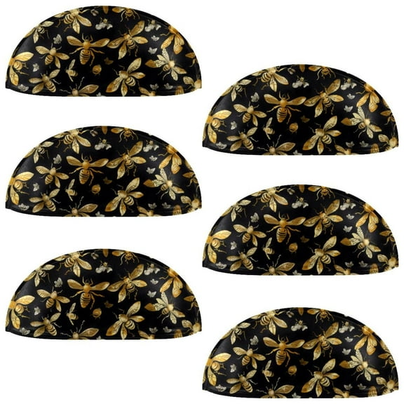 PhooArto 6 Pcs Cup Drawer Pulls, Golden Bees Patterns Shell Shape Handles Cabinet Knobs for Dresser Cupboard Closet Wardrobe with Screws