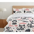thumbnail image 4 of Ambesonne Fox Duvet Cover Set, Whimsical Foxes Clouds Hearts, Twin, Coral Purpleblue White, 4 of 4