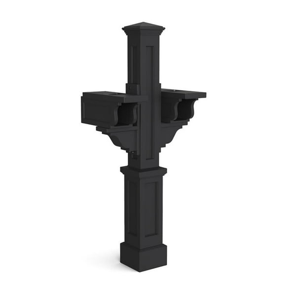 Pemberly Row Contemporary Double Traditional Plastic Mail Post in Black