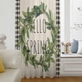 thumbnail image 5 of Farmhouse Green Garland Sheer Curtains 72 Inches Long, Spring Vintage Black Plaid Beige Light Filering Curtains, Breathable Simi Curtain Privacy Drapes for Living Room Bedroom Window Treatment, 5 of 9