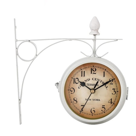 Giaone Double Side Wall Clock Train Station Clock Indoor Hanging Clock Home Decors