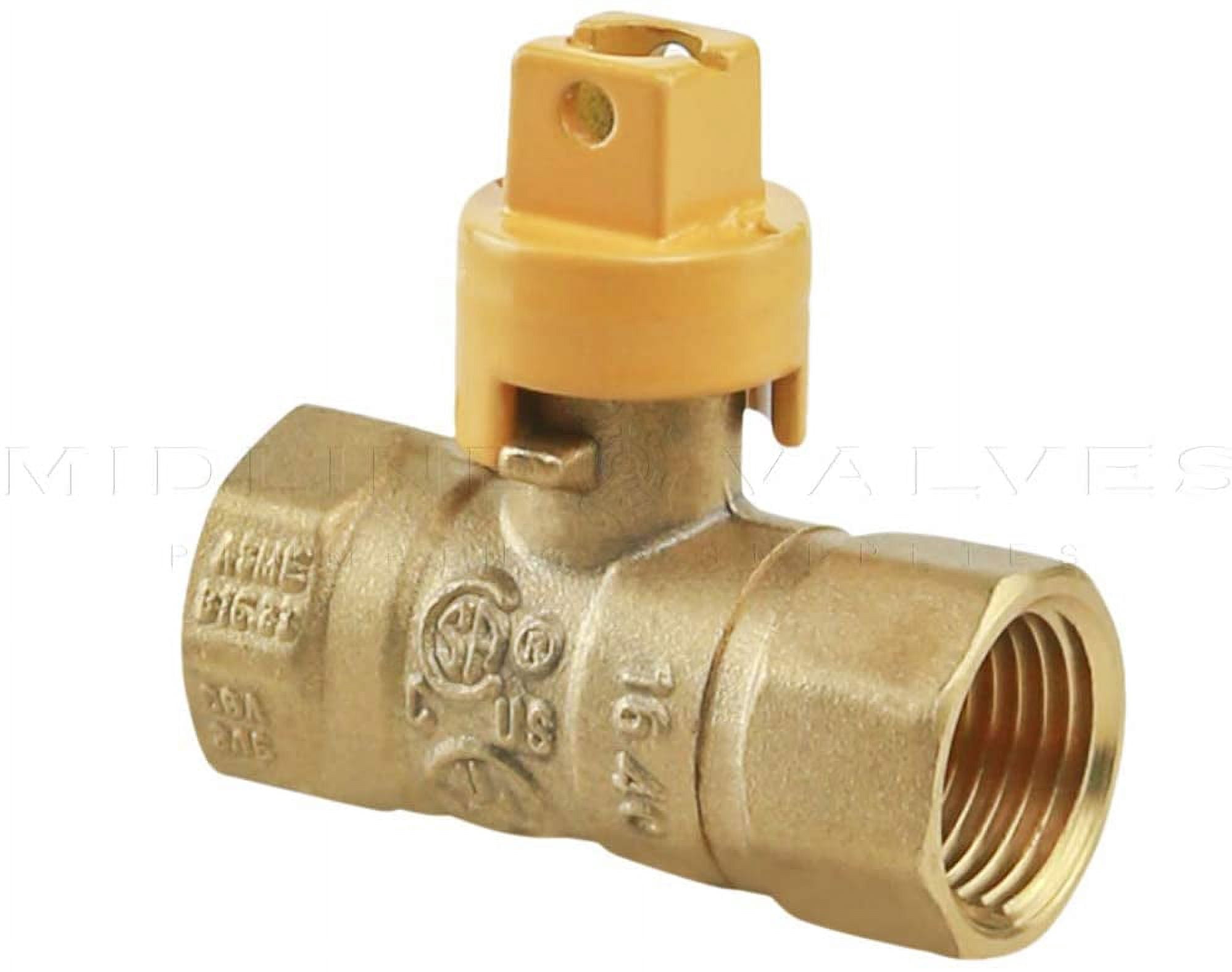 Midline Valve 34SCRWGAS-5 Premium Brass Gas Ball Valve with Screwdriver Slotted Handle, 3/4 in. FIP Connections (Pack of 5)