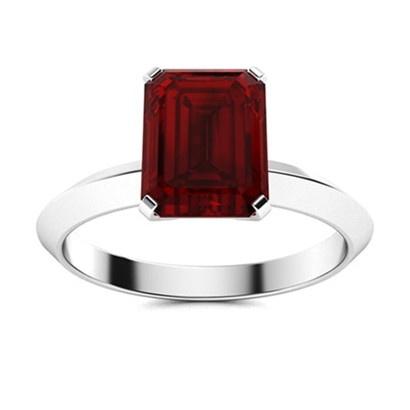 Mooneye Solitaire 1.5 Ctw Radiant Cut Garnet 925 Sterling Silver Thin Shank Ring