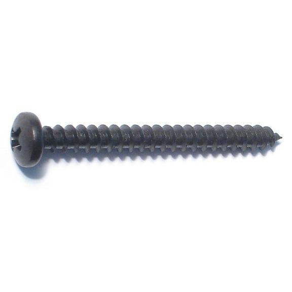 #10 x 2" Black Steel Phillips Pan Head Sheet Metal Screws (6 pcs.)