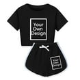 thumbnail image 3 of Toddler Girl Summer Outfits Solid Color Short Sleeve T-Shirt Tops and Shorts 2 Piece Outfits Girls Girls 3-4T Outfits Girls Clothes, 3 of 4