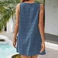 thumbnail image 4 of gakvbuo Summer Beach Cover Up Dresses For Swimwear Women Polka Dot Bathing Suit Cover Up Sleeveless V Neck Vest Mini Dress Tank Dress With 2 Pockets, 4 of 5