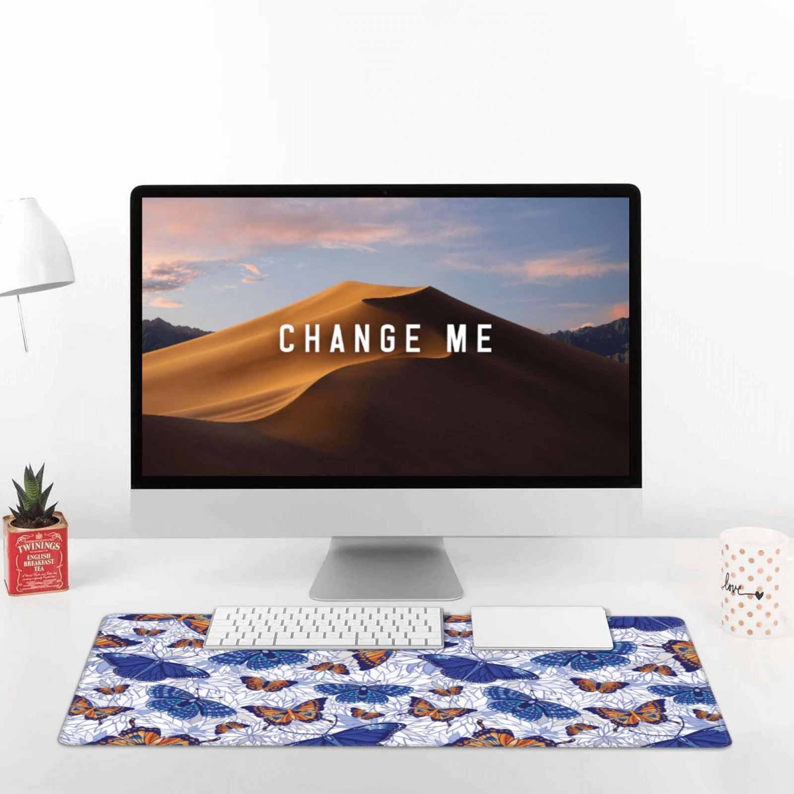 Rateoe Butterflies1 Print Mouse Pad - Extended Large Gaming Mousepad,Non-Slip Stitched Edge,16x29.5 Inch