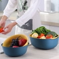 thumbnail image 3 of Cesta de drenaje Cateissary Colador de frutas y verduras amarillo y azul redondo, 3 of 6