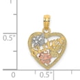 thumbnail image 3 of 14k Yellow, Rose, Gold White Rhodium #1 SISTER In Heart with Flower Design Charm Pendant, 3 of 5