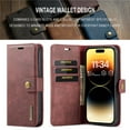 thumbnail image 6 of For iPhone 14 Pro DG.MING Crazy Horse Texture Detachable Magnetic Leather Phone Case,Red,For iPhone 14 Pro, 6 of 9