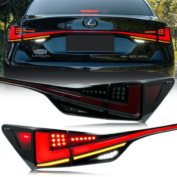 LED Tail Lights Assembly Compatible with Lexus GS350 GS200t GSF 2013-2020 Sequential Turn Signal Black Rear Lamps Accessory